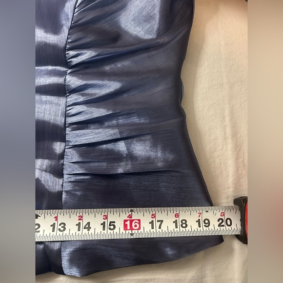 XSCAPE Elegant Shiny Blue Blouse 3/4 Sleeve Spandex Blend Women’s 14 - Picture 9 of 16